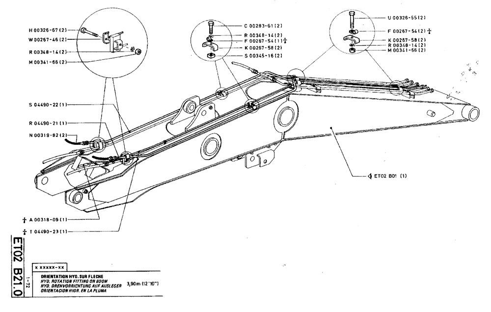 Схема запчастей Case TY45 - (ET02 B21.0) - HYD. ROTATION FITTING ON BOOM - 3,90 M (12 10") (09) - BOOMS