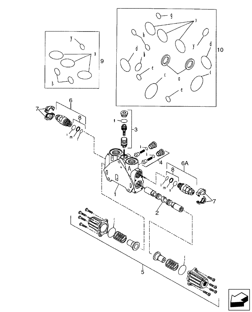 Схема запчастей Case 580SM - (35.150.09[01]) - VALVE SECTION - BACKHOE DIPPER (WITH PILOT CONTROLS) (580SM) (35) - HYDRAULIC SYSTEMS