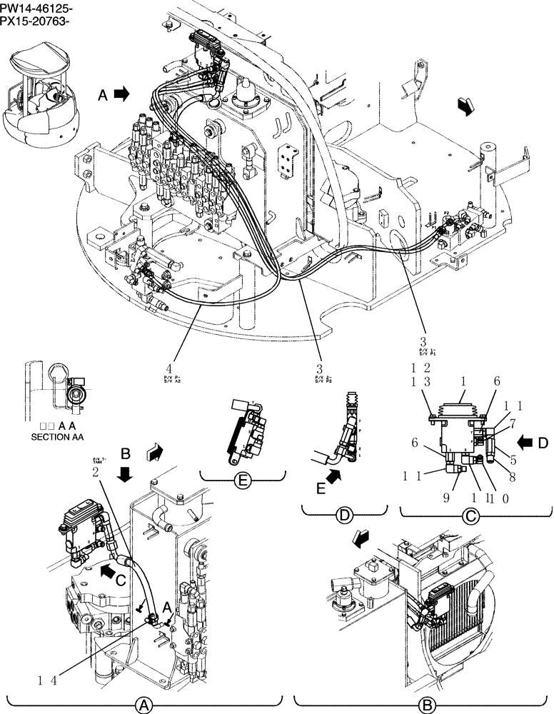 Схема запчастей Case CX31B - (152-72[1]) - CONTROL LINES, REMOTE ANGLE DOZER (00) - GENERAL & PICTORIAL INDEX