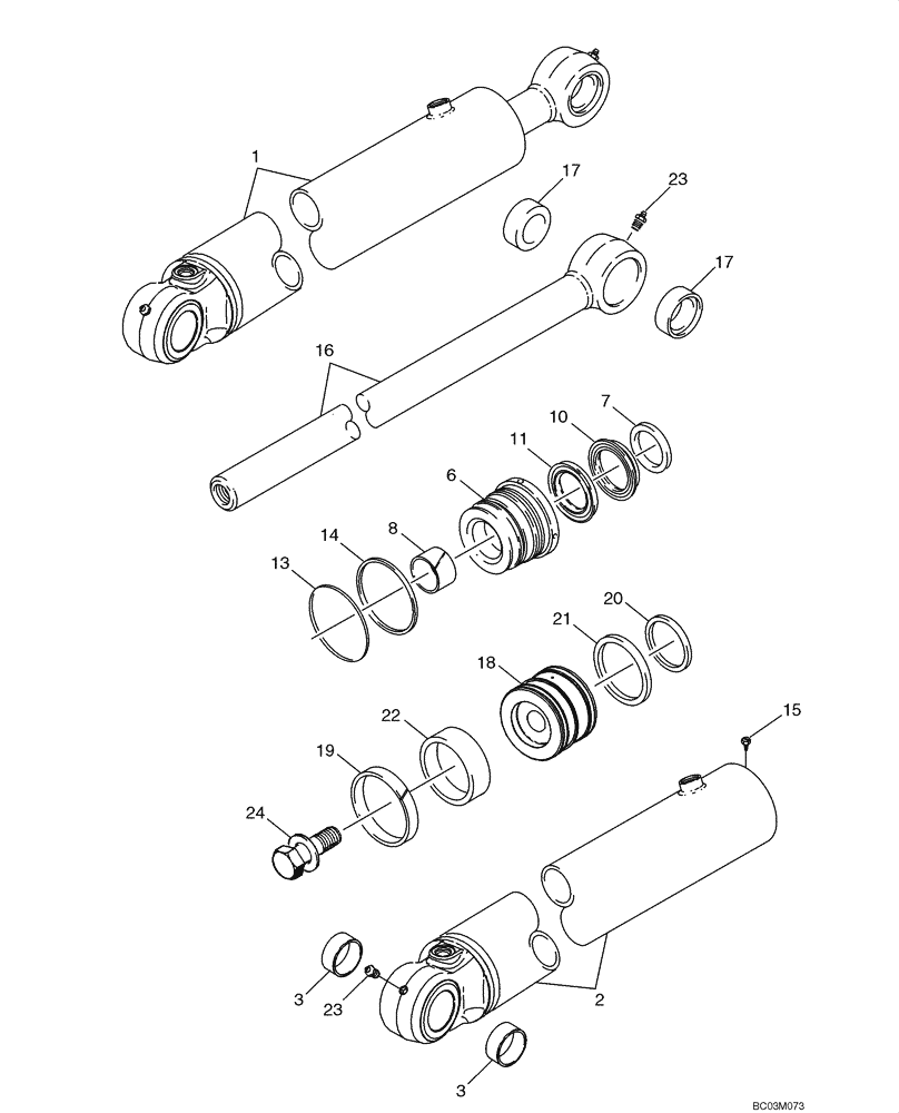 Схема запчастей Case 580M - (08-63) - CYLINDER ASSY - BACKHOE BOOM (08) - HYDRAULICS