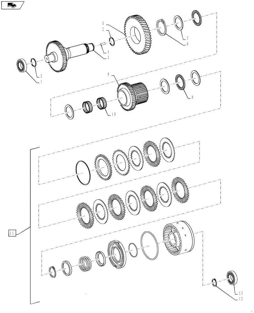 Схема запчастей Case 521F - (21.155.04) - FOURTH CLUTCH AND DISC ASSEMBLY (21) - TRANSMISSION