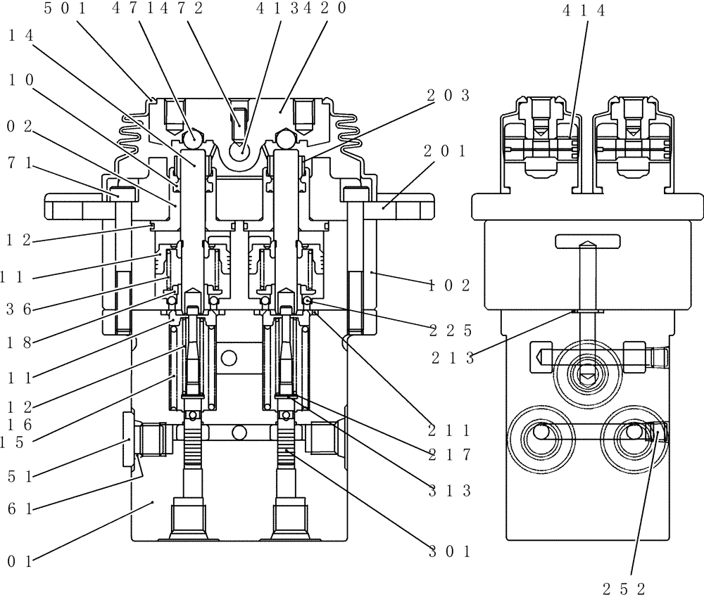 Схема запчастей Case CX50B - (HC825) - VALVE ASSEMBLY, PILOT (PROPELLING) (35) - HYDRAULIC SYSTEMS