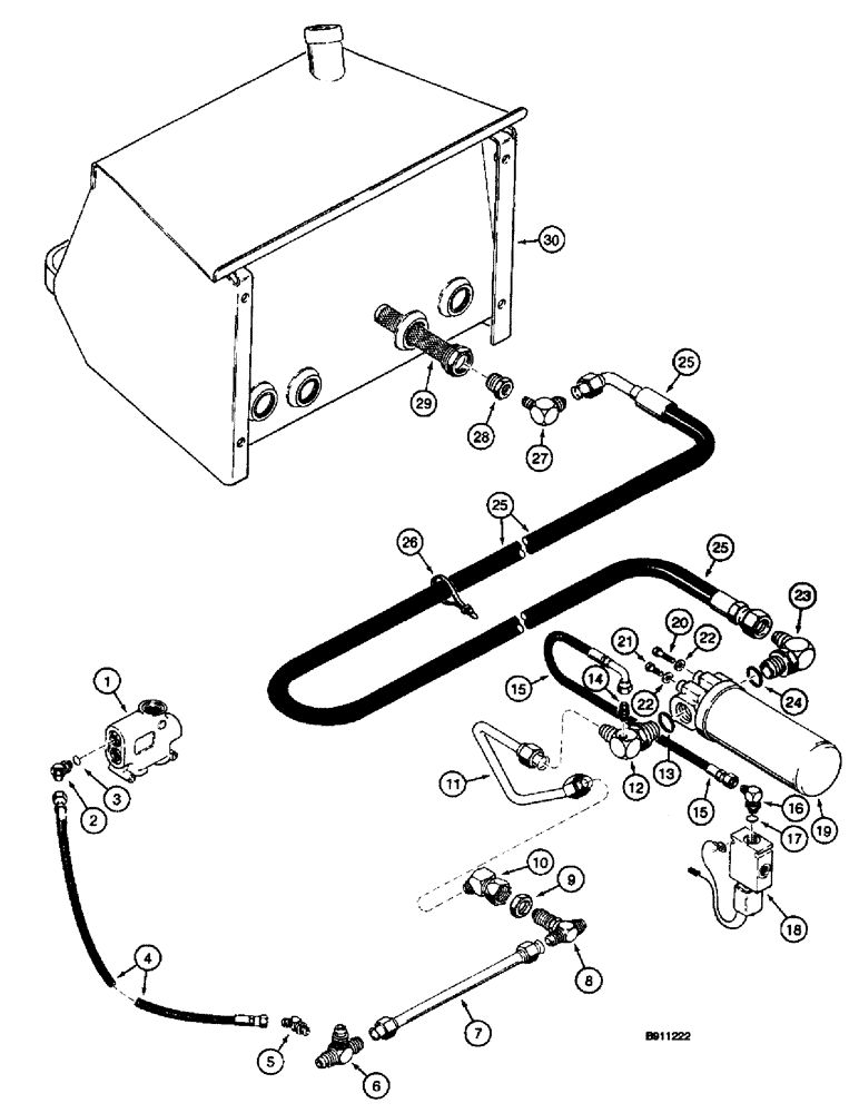 Схема запчастей Case 660 - (8-016) - BASIC HYDRAULIC CIRCUIT, RETURN FILTER AND LINES (08) - HYDRAULICS