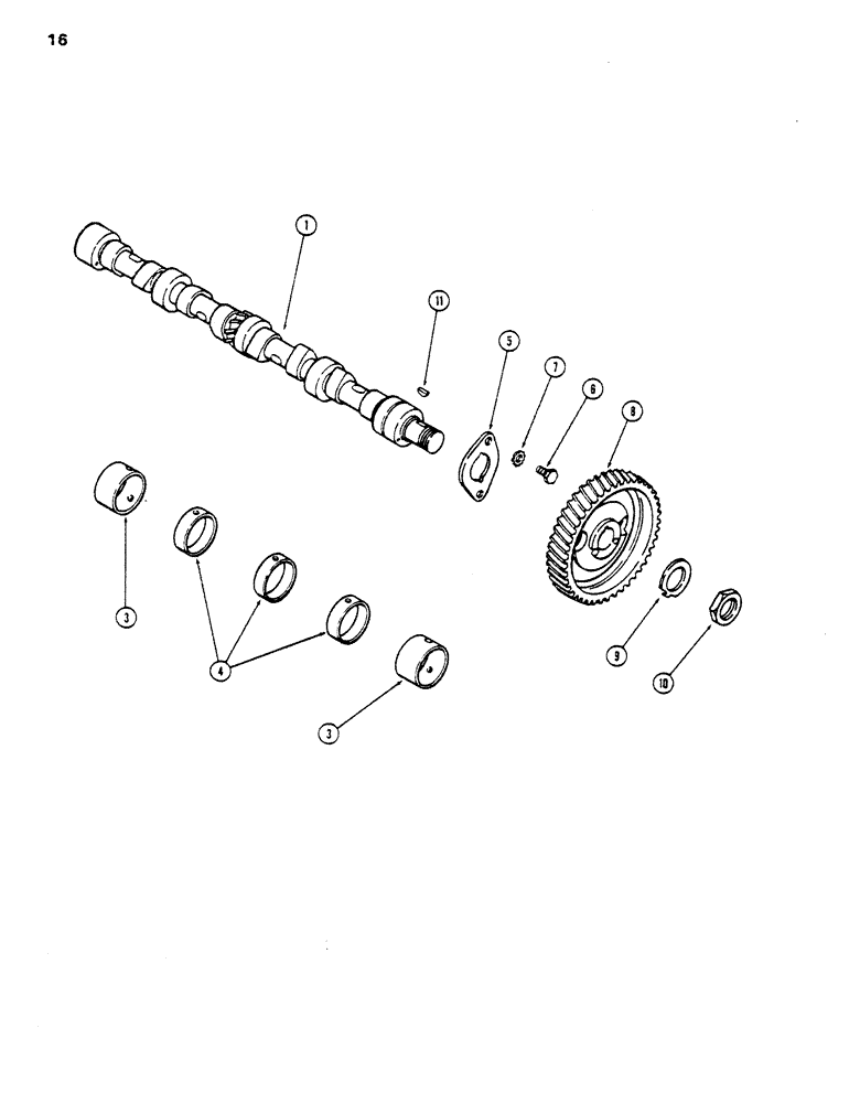 Схема запчастей Case DH5 - (16) - CAMSHAFT (10) - ENGINE