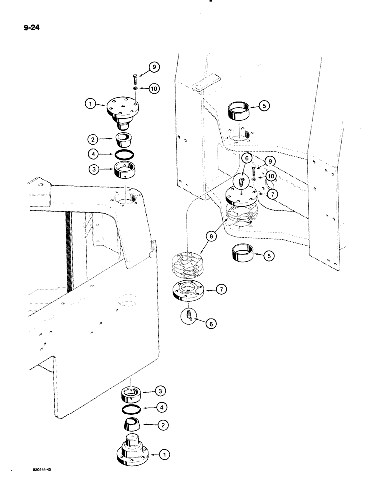 Схема запчастей Case W18B - (9-024) - FRONT AND REAR FRAME PIVOT PARTS (09) - CHASSIS/ATTACHMENTS