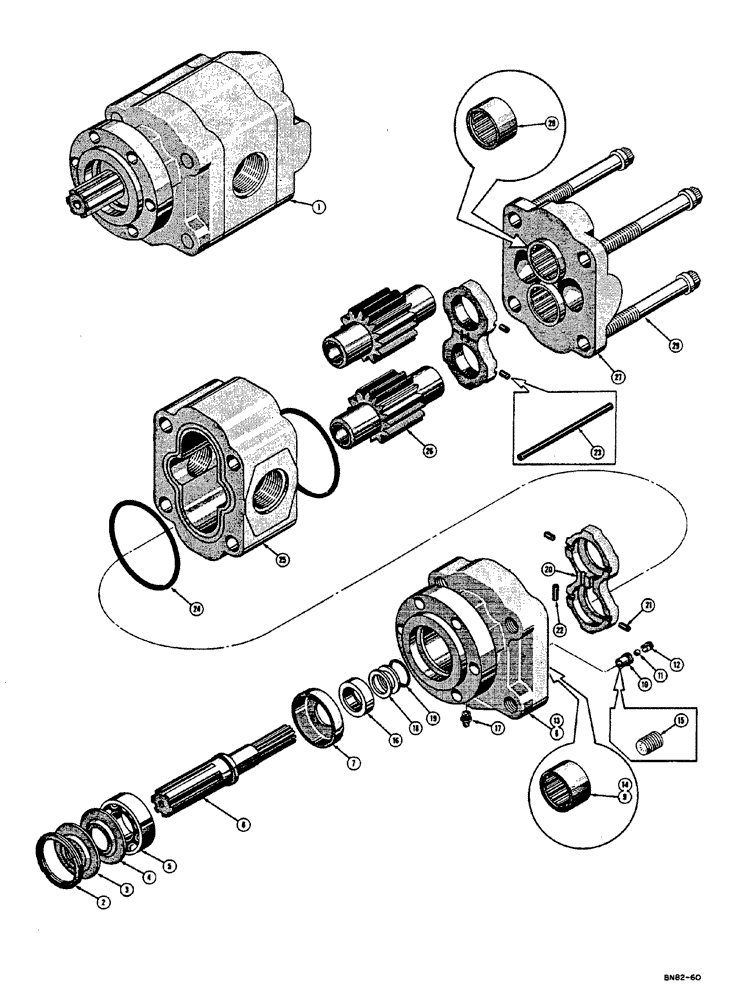 Схема запчастей Case 310E - (070) - D25347 HYDRAULIC PUMP (19 G.P.M.) (07) - HYDRAULIC SYSTEM