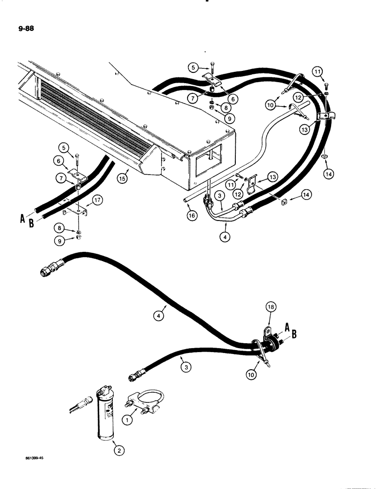 Схема запчастей Case W18B - (9-088) - AIR CONDITIONING LINES, FOR RADIATOR MOUNTED CONDENSER (09) - CHASSIS/ATTACHMENTS