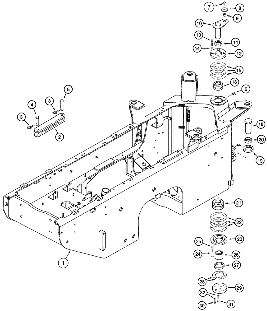 Схема запчастей Case 821C - (09-06) - FRAME, REAR PIVOT (09) - CHASSIS