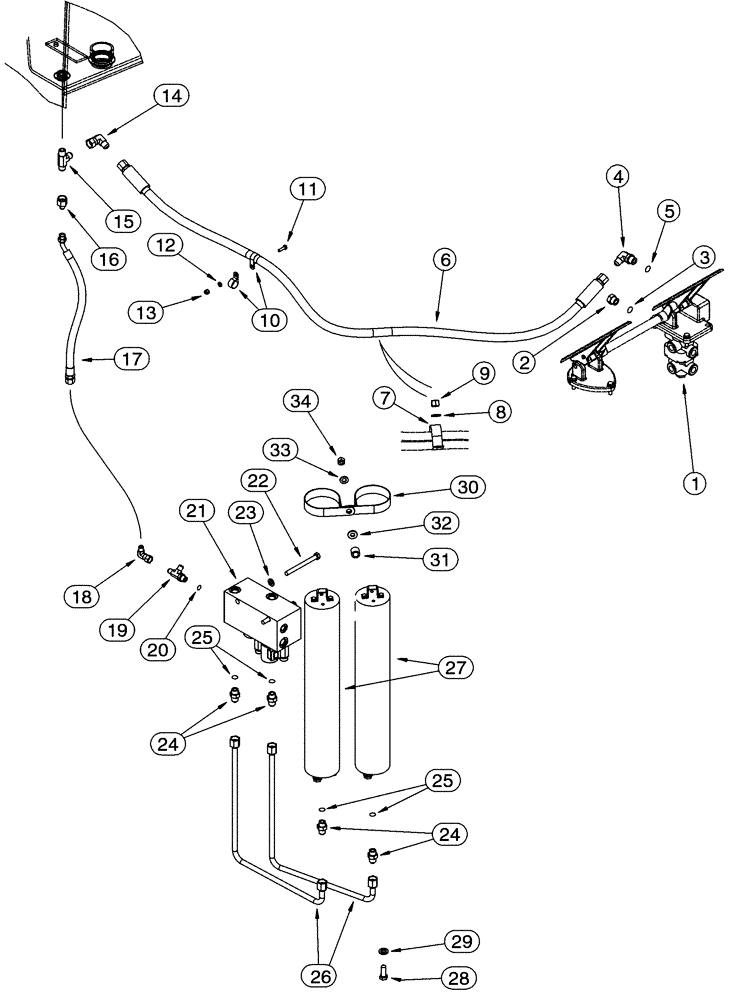 Схема запчастей Case 621C - (07-010) - HYDRAULICS - BRAKE, MAIN, VALVE DRAIN TO HYD. TANK, BRAKE VALVE, COMB. VALVE & ACCUMULATOR (07) - BRAKES