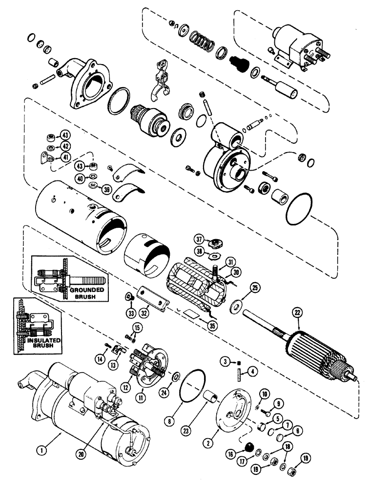 Схема запчастей Case W20 - (052) - D42964 STARTER, USED PRIOR TO TRAC. SERIAL NO. 9115403 (04) - ELECTRICAL SYSTEMS