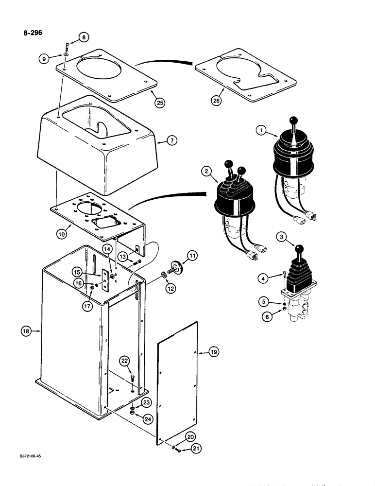 Схема запчастей Case W36 - (8-296) - REMOTE LOADER CONTROL VALVES, AND CONTROL TOWER (08) - HYDRAULICS