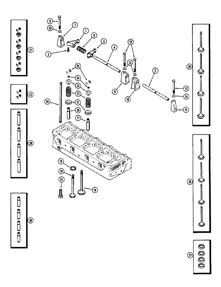 Схема запчастей Case W5A - (022) - VALVE MECHANISM AND CAMSHAFT, (188) DIESEL ENGINE (02) - ENGINE