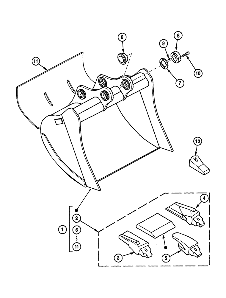 Схема запчастей Case CX350 - (09-131-00[01]) - QUARRY BUCKET (09) - CHASSIS