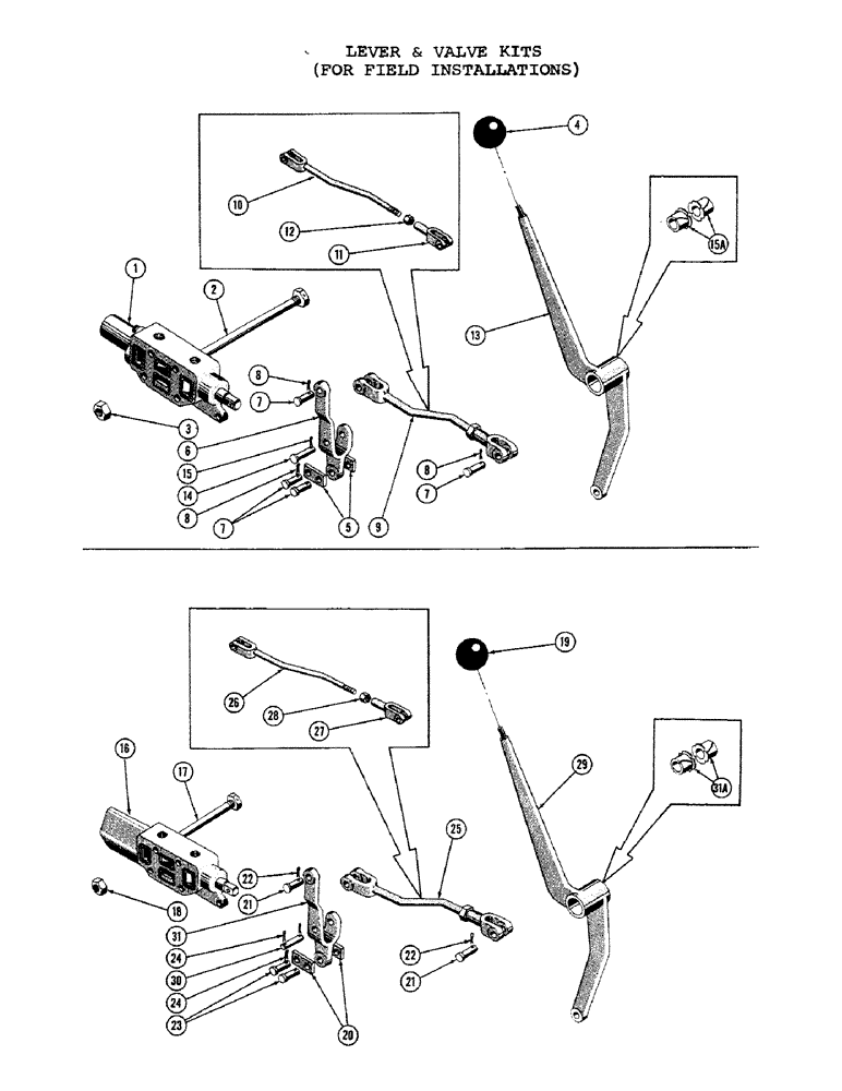 Схема запчастей Case 1000C - (288) - LEVER AND VALVE KITS, FOR FIELD INSTALLATIONS (05) - UPPERSTRUCTURE CHASSIS