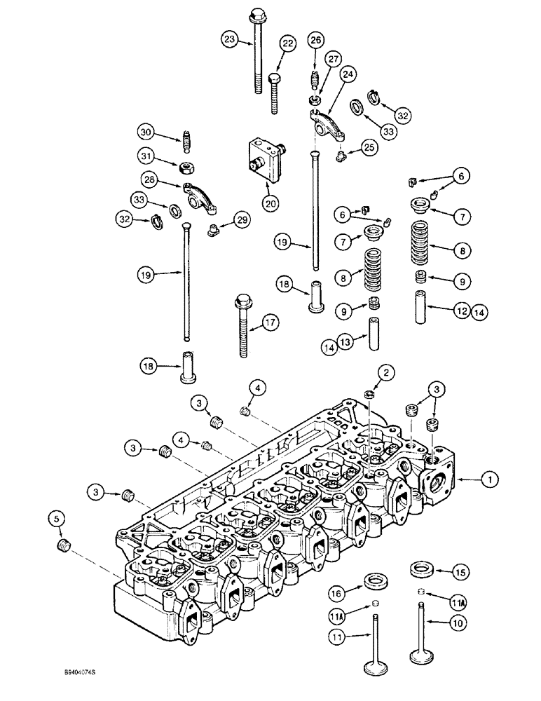 Схема запчастей Case 1150E - (2-040) - CYLINDER HEAD AND VALVE MECHANISM, 6T-590 ENGINE (02) - ENGINE