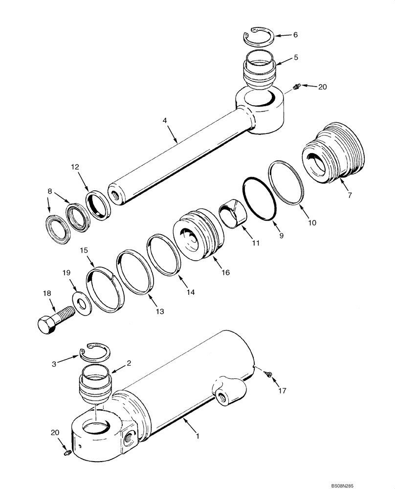 Схема запчастей Case 750L - (08-12) - CYLINDER ASSY - TILT (08) - HYDRAULICS