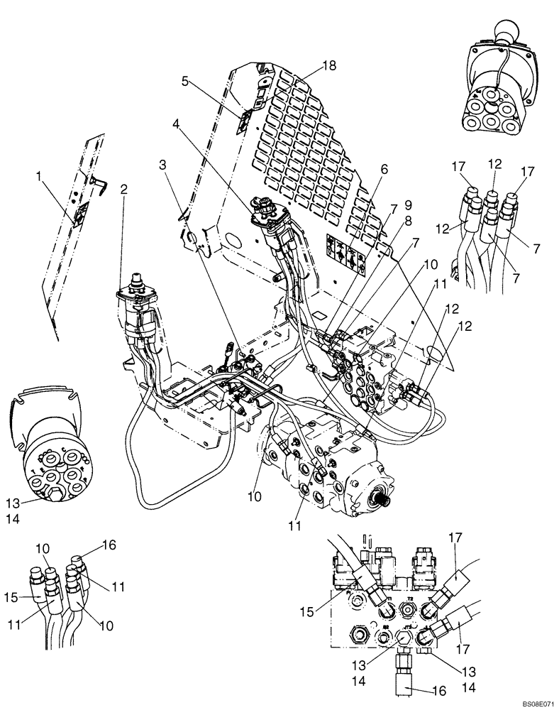 Схема запчастей Case 465 - (06-02) - JOYSTICK CONTROL PLUMBING - ISO PATTERN (PILOT CONTROL) (06) - POWER TRAIN