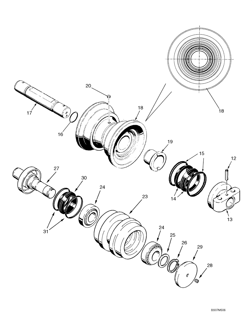 Схема запчастей Case 850L - (05-07) - TRACK ROLLER (11) - TRACKS/STEERING