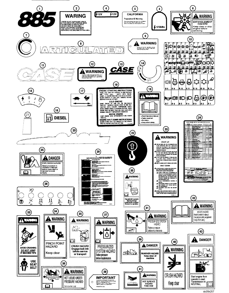 Схема запчастей Case 885 - (09.46[00]) - DECALS (09) - CHASSIS