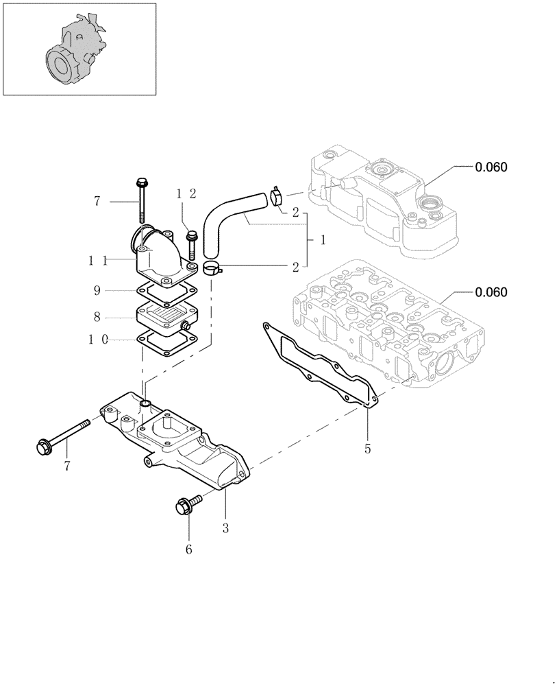 Схема запчастей Case CX31B - (0.071[01]) - INTAKE MANIFOLD (10) - ENGINE