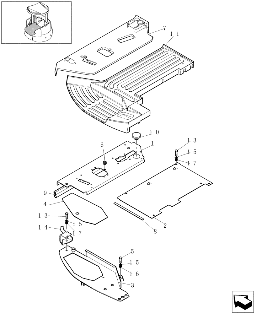 Схема запчастей Case CX27B - (1.270[02]) - FLOOR - CAB (CANOPY) (01) - Section 1