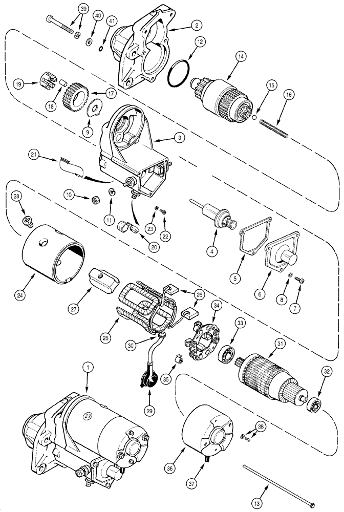 Схема запчастей Case 1150H - (04-01) - STARTER ASSY (04) - ELECTRICAL SYSTEMS