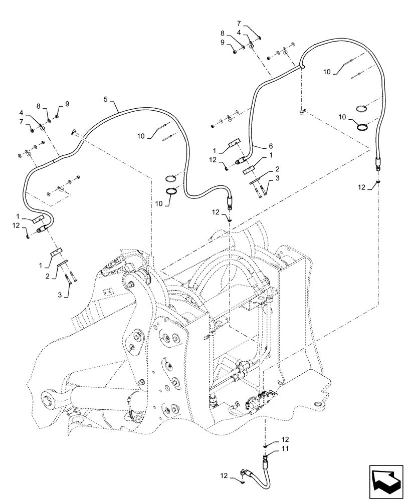 Схема запчастей Case 621F - (35.200.02) - COUPLER LINE INSTALLATION, XT LOADER ONLY (35) - HYDRAULIC SYSTEMS