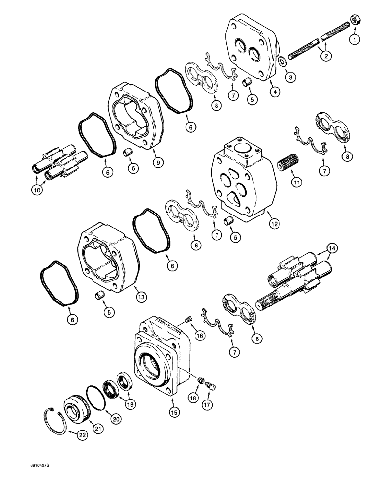 Схема запчастей Case 921 - (8-008) - EQUIPMENT AND STEERING PUMP (08) - HYDRAULICS