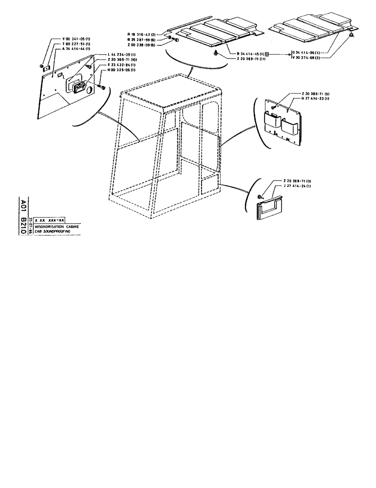 Схема запчастей Case 90BCL - (008) - CAB SOUNDPROOFING (05) - UPPERSTRUCTURE CHASSIS