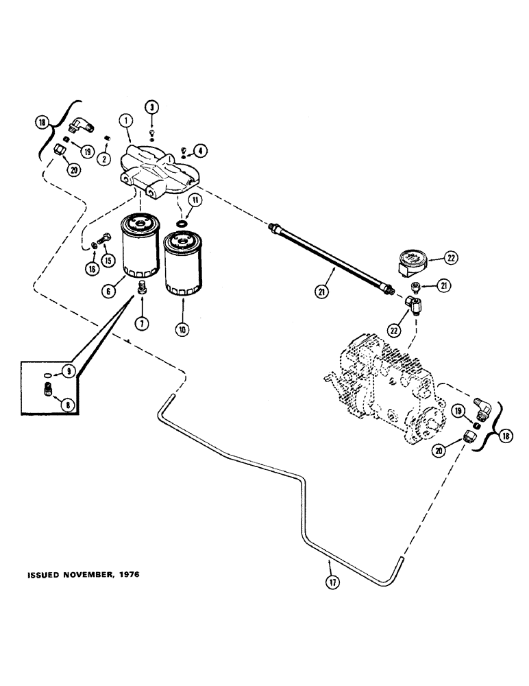 Схема запчастей Case 400C - (043A) - FUEL INJECTION FILTER SYSTEM, (336B) DIESEL ENGINE, FIRST USED ENGINE SERIAL NUMBER 2319862 (03) - FUEL SYSTEM