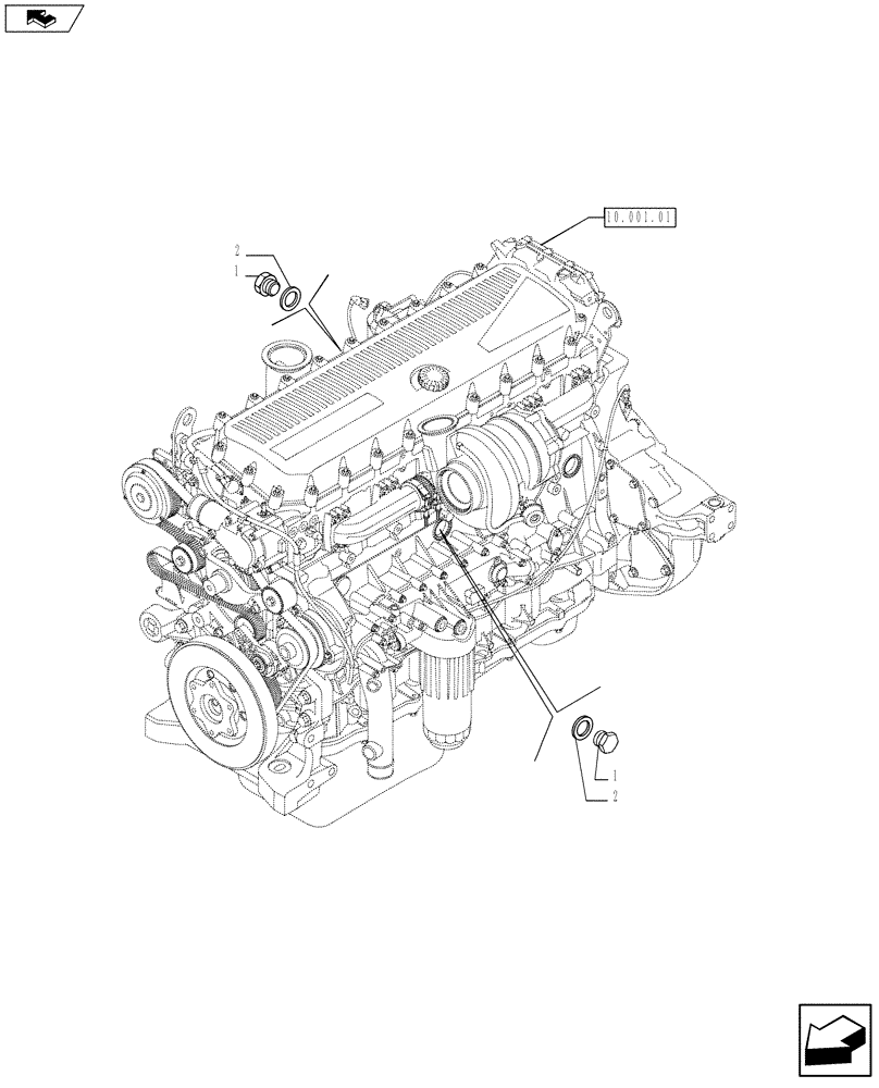 Схема запчастей Case F3BE0684N E918 - (10.414.02) - PIPING - ENGINE COOLING SYSTEM (504057436-504057441) (10) - ENGINE