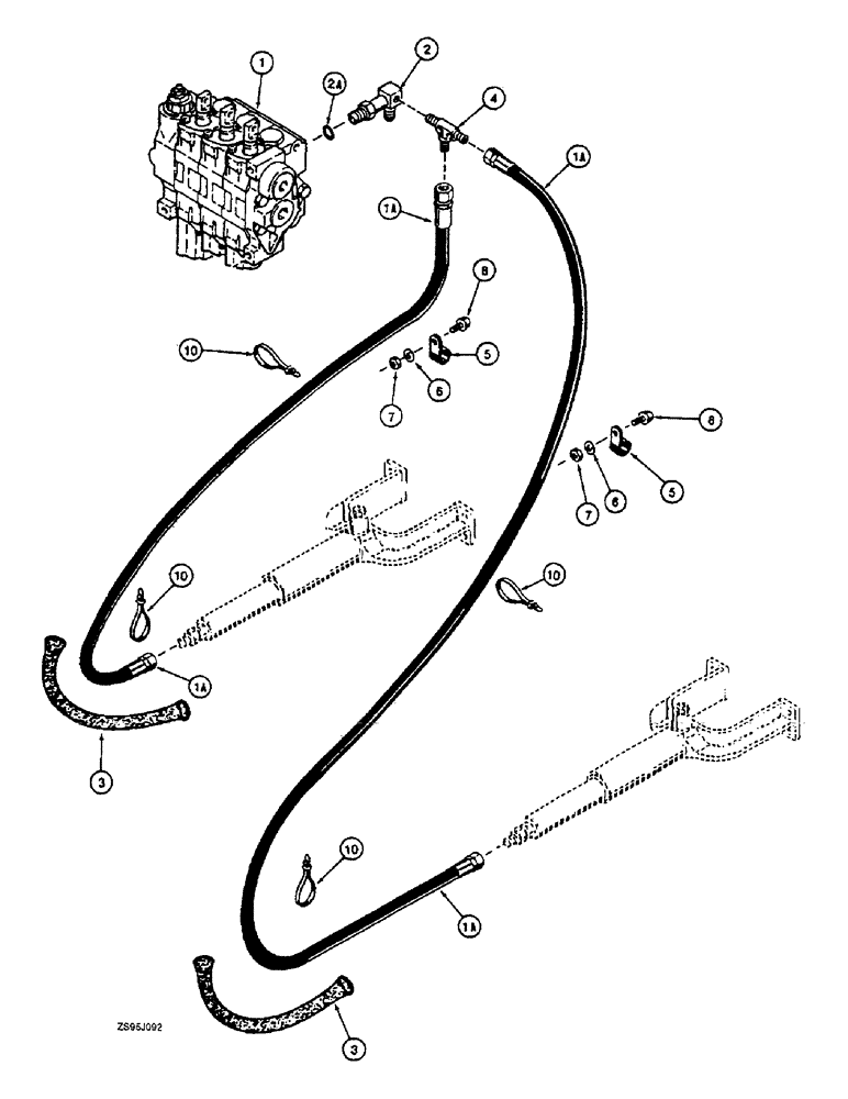 Схема запчастей Case 550E - (8-18) - TRACK TENSIONER HYDRAULIC CIRCUIT, FOR UNITS WITH RUBBER TRACKS ONLY (08) - HYDRAULICS