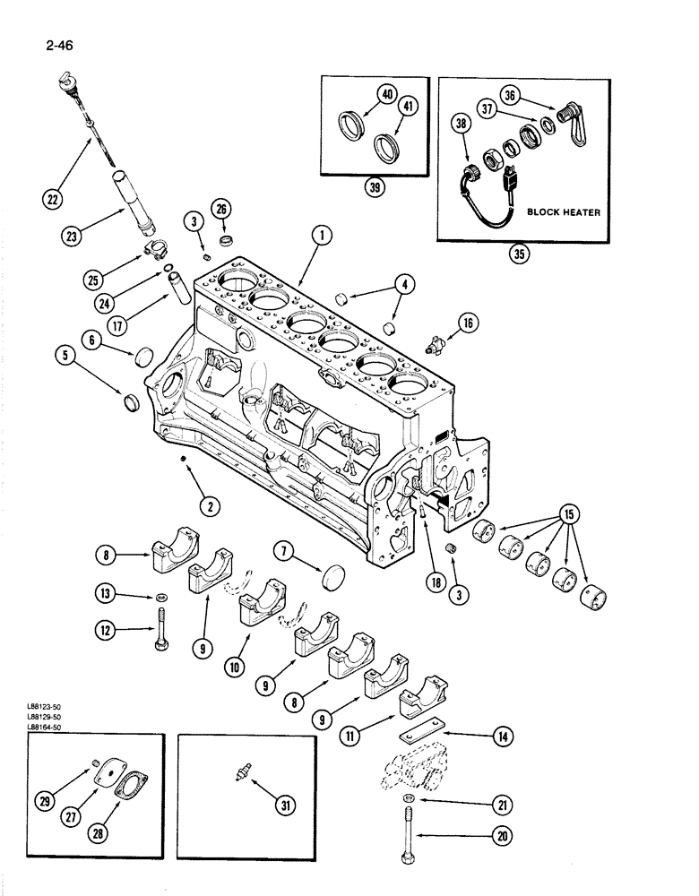 Схема запчастей Case 1187B - (2-46) - CYLINDER BLOCK, 504BDT ENGINE (02) - ENGINE