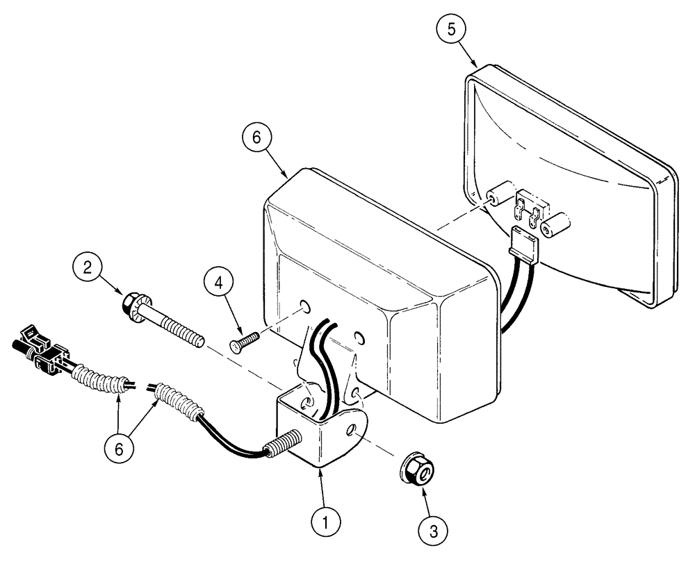 Схема запчастей Case 521D - (04-26) - LAMP ASSY (FRONT AND REAR) - CAB OR CANOPY FLOOD LAMPS (04) - ELECTRICAL SYSTEMS