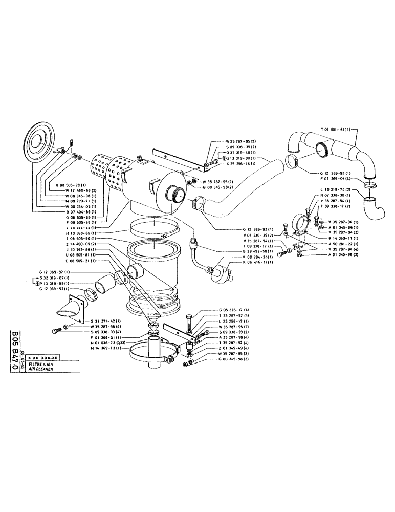 Схема запчастей Case 220 - (B-021) - AIR CLEANER (01) - ENGINE