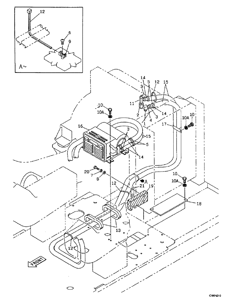 Схема запчастей Case 9007B - (9-44) - HEATING - CAB (09) - CHASSIS