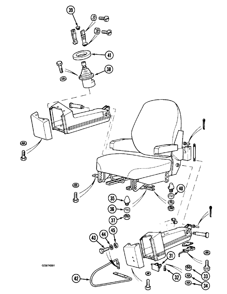 Схема запчастей Case 220B - (9-038) - HAND CONTROL VALVE CONSOLES, P.I.N. 74441 THROUGH 74595 (CONT) (09) - CHASSIS