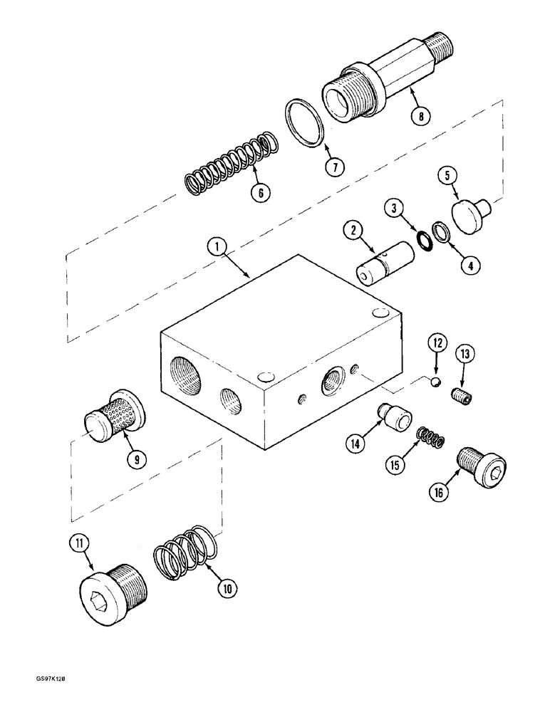 Схема запчастей Case 888 - (8B-44) - ANTI-SURGE VALVE (08) - HYDRAULICS