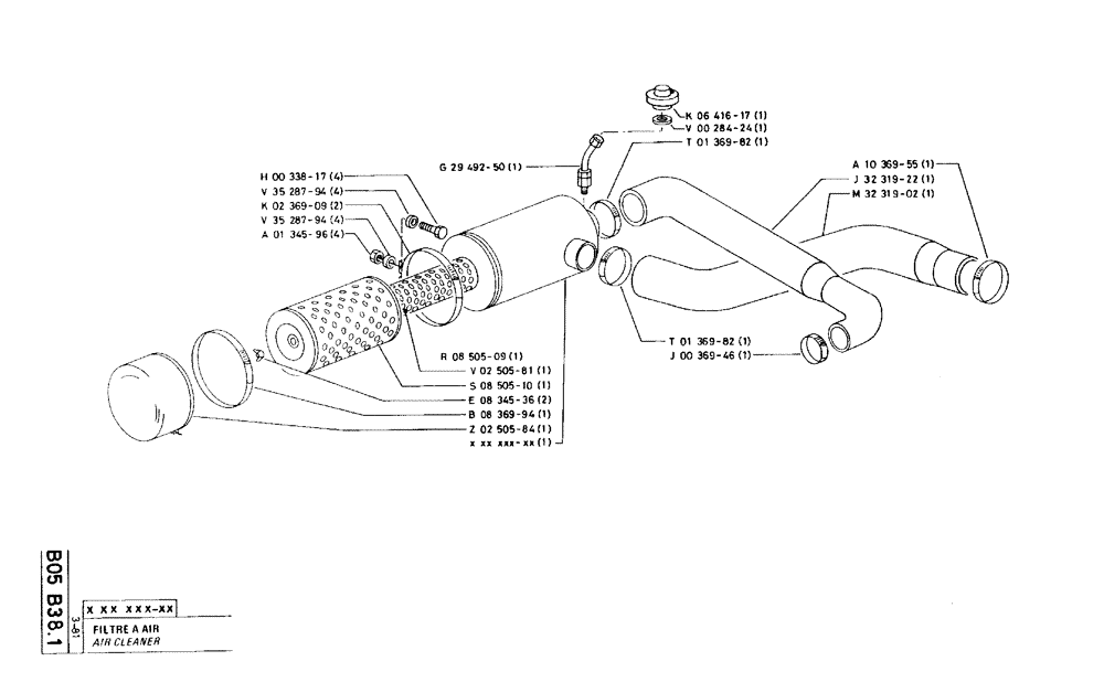 Схема запчастей Case 75C - (B05 B38.1) - AIR CLEANER (01) - ENGINE