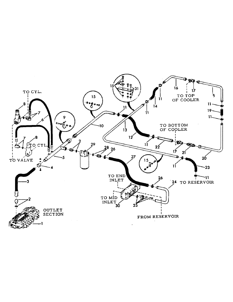 Схема запчастей Case 40YC - (G10) - VALVE OUTLET TO RESERVOIR, (WITH FILTER AND COOLER LINES) (07) - HYDRAULIC SYSTEM