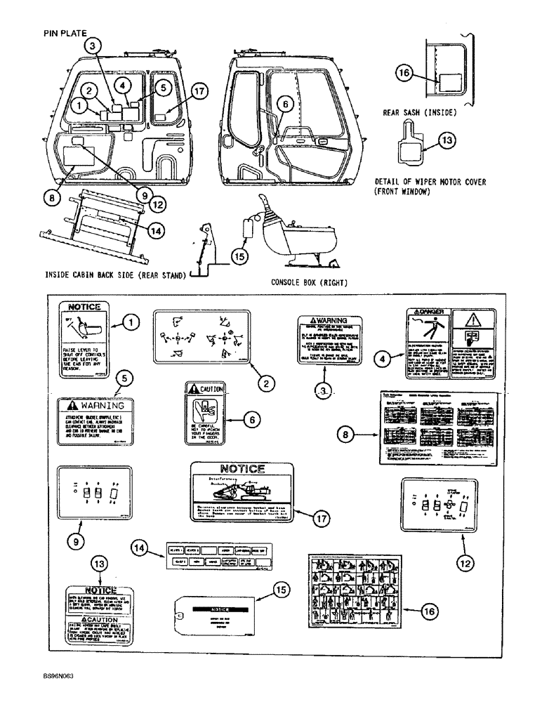 Схема запчастей Case 9060B - (9-118) - DECALS - OPERATORS COMPARTMENT, FRENCH LANGUAGE (09) - CHASSIS