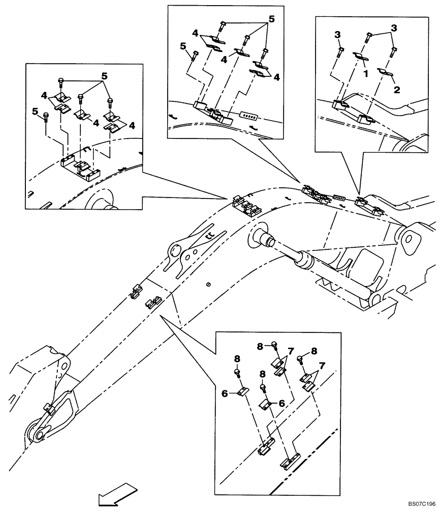 Схема запчастей Case CX210B - (09-38[03]) - CLAMPS - BOOM (09) - CHASSIS/ATTACHMENTS