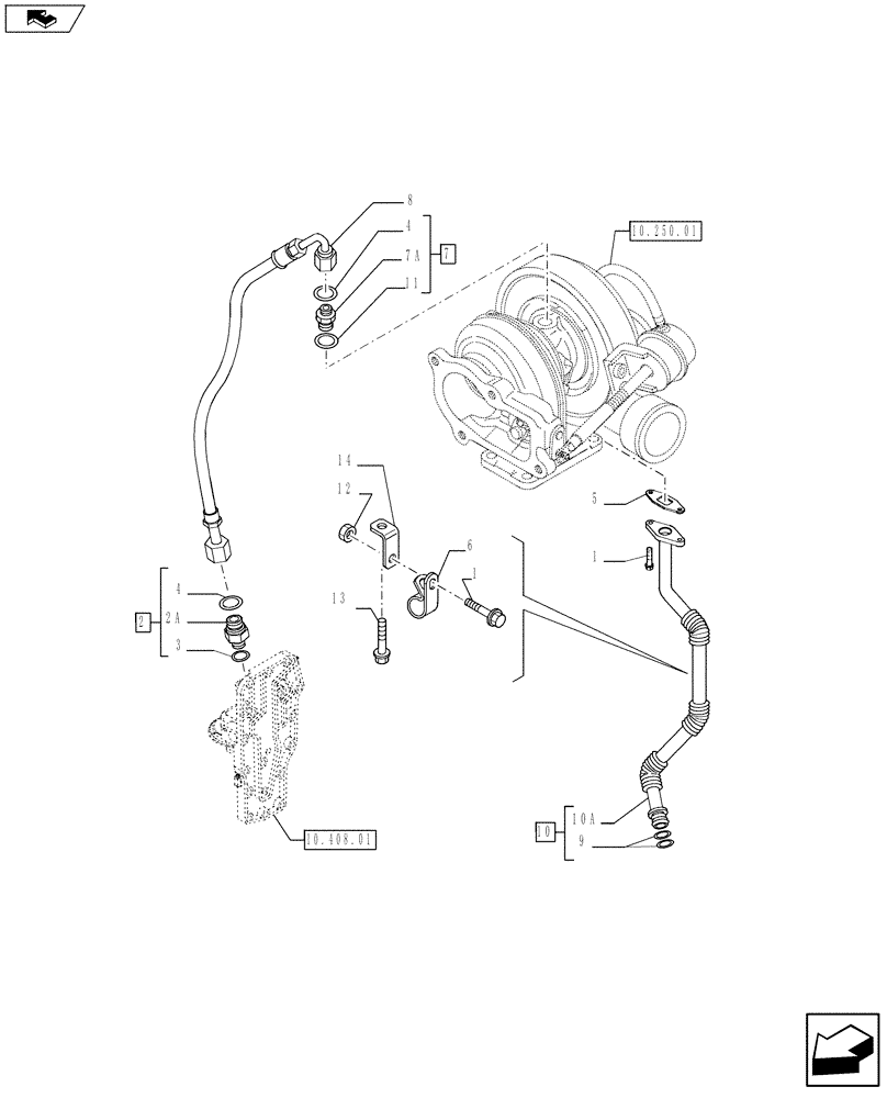 Схема запчастей Case F4HFE413A E001 - (10.304.05) - PIPING - ENGINE OIL (84518538) (10) - ENGINE