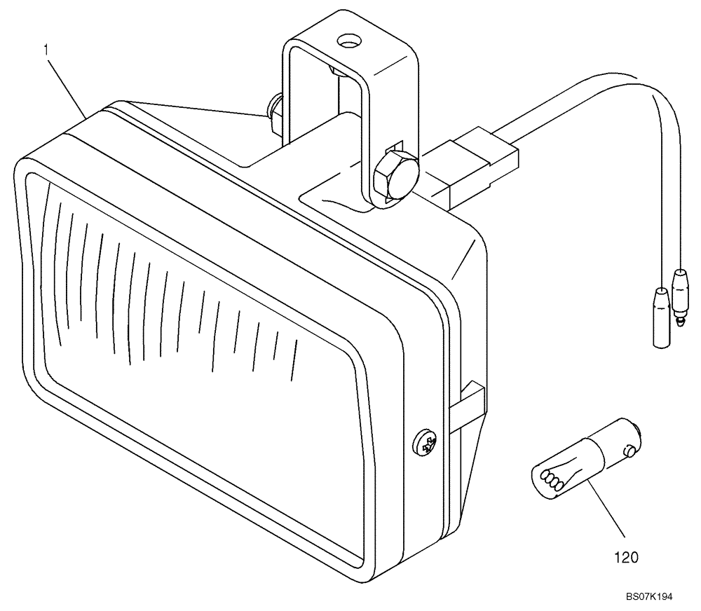 Схема запчастей Case 21E - (32.522[2990556000]) - HEADLIGHT (OPTION) (55) - ELECTRICAL SYSTEMS