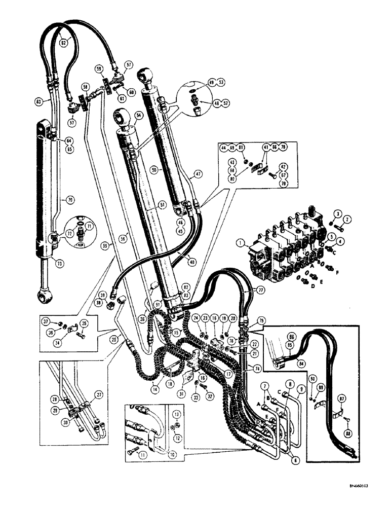 Схема запчастей Case 32 - (132) - BOOM, CROWD, AND BUCKET CYLINDER HYDRAULICS, (BACKHOE S/N 4101401 AND AFTER) 