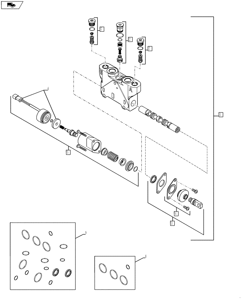 Схема запчастей Case 580SN WT - (35.724.17) - VALVE SECTION - BUCKET, LOADER (PILOT CONTROLS) (580SN, 580SN WT, 590SN) (35) - HYDRAULIC SYSTEMS