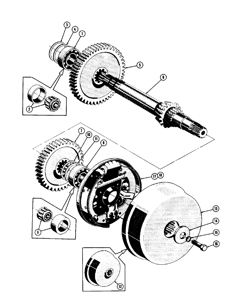 Схема запчастей Case 600 - (070) - TRANSMISSION INSTALLATION, BRAKE SHAFT PARTS (03) - TRANSMISSION