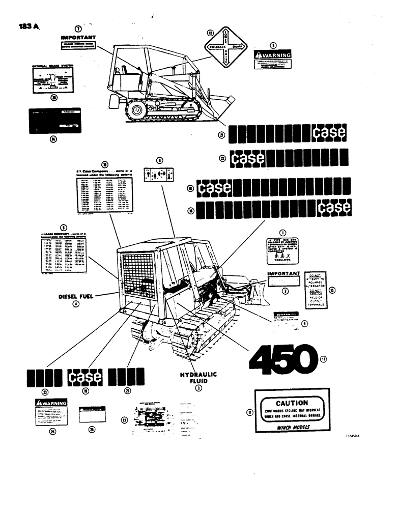 Схема запчастей Case 450 - (183A) - DECALS (05) - UPPERSTRUCTURE CHASSIS