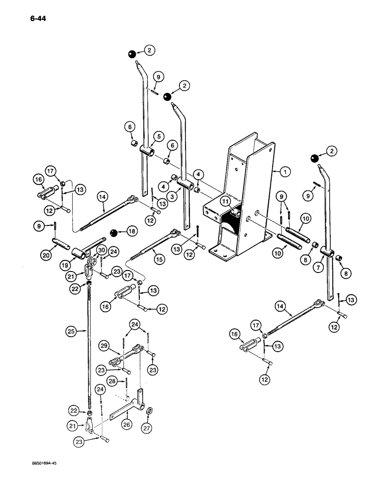 Схема запчастей Case 650 - (6-44) - TRANSMISSION CONTROLS (06) - POWER TRAIN