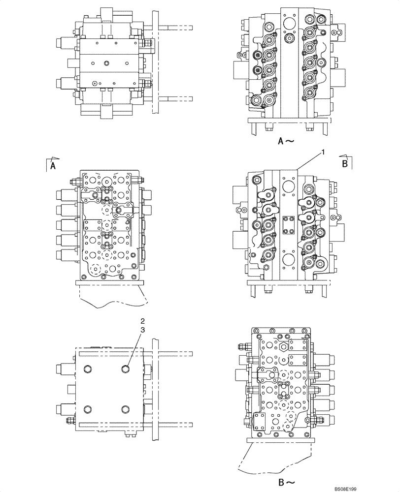 Схема запчастей Case CX700B - (08-73) - CONTROL VALVE - MOUNTING (08) - HYDRAULICS